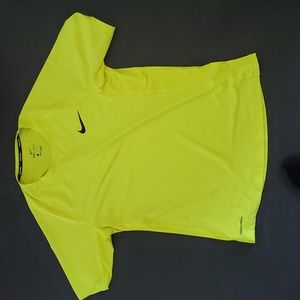 Nike Pro Dri-Fit Neon Yellow Running Shirt Men's Large